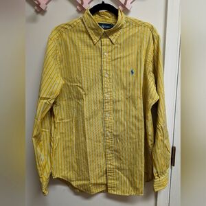 Mens Ralph Lauren Button Up Shirt Striped Custom Fit Sz L